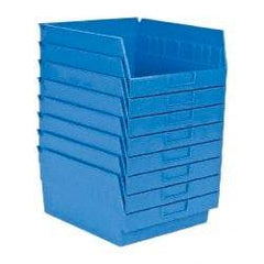 Quantum Storage - 50 Lb. Load Capacity, 11-5/8" Deep, Blue Polypropylene Hopper Shelf Bin - 6" High x 11-1/8" Wide x 11-5/8" Long - Apex Tool & Supply