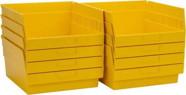 Quantum Storage - 50 Lb. Load Capacity, 11-5/8" Deep, Yellow Polypropylene Hopper Shelf Bin - 6" High x 11-1/8" Wide x 11-5/8" Long - Apex Tool & Supply