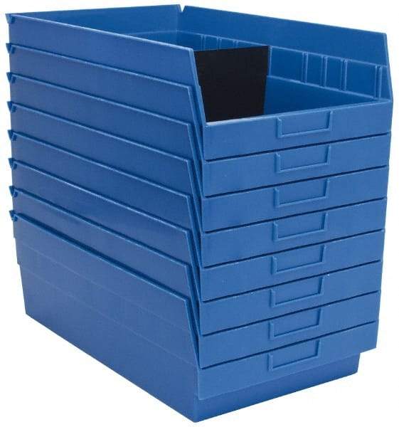 Quantum Storage - 50 Lb. Load Capacity, 17-7/8" Deep, Blue Polypropylene Hopper Shelf Bin - 6" High x 11-1/8" Wide x 17-7/8" Long - Apex Tool & Supply