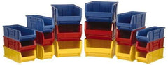 Quantum Storage - 100 Lb. Load Capacity, 29-7/8" Deep, Blue Polypropylene Hopper Stacking Bin - 15" High x 16-1/2" Wide x 29-7/8" Long - Apex Tool & Supply