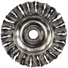 PFERD - 6" OD, 5/8-11 Arbor Hole, Knotted Stainless Steel Wheel Brush - 5/8" Face Width, 1-1/2" Trim Length, 0.023" Filament Diam, 9,000 RPM - Apex Tool & Supply
