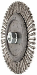 PFERD - 6-7/8" OD, 5/8-11 Arbor Hole, Knotted Stainless Steel Wheel Brush - 3/16" Face Width, 1-1/2" Trim Length, 0.02" Filament Diam, 9,000 RPM - Apex Tool & Supply