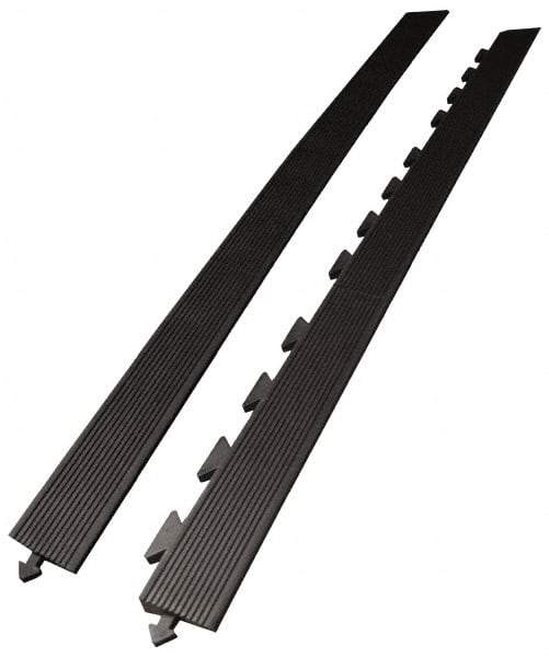 Wearwell - 5' Long x 3' Wide x 5/8" Thick, Anti-Fatigue Modular Matting Ramp Edge - Female, 1 Interlocking Side, Black, For Dry Areas, Series 502 - Apex Tool & Supply