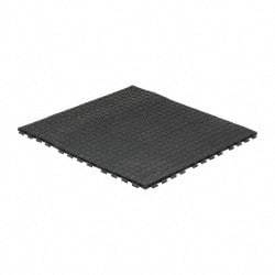 Wearwell - 3' Long x 3' Wide x 5/8" Thick, Anti-Fatigue Modular Matting Tiles - 4 Interlocking Sides, Black, For Dry Areas, Series 502 - Apex Tool & Supply