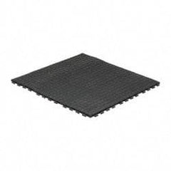 Wearwell - 3' Long x 3' Wide x 5/8" Thick, Anti-Fatigue Modular Matting Tiles - 4 Interlocking Sides, Black, For Dry Areas, Series 502 - Apex Tool & Supply