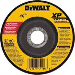 DeWALT - 24 Grit, 9" Wheel Diam, 3/32" Wheel Thickness, 7/8" Arbor Hole, Type 27 Depressed Center Wheel - Zirconia Alumina, Resinoid Bond, 6,600 Max RPM - Apex Tool & Supply