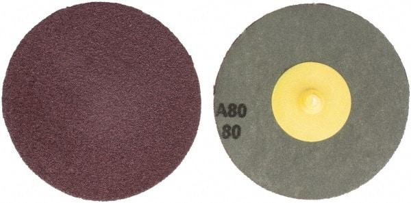 Tru-Maxx - 3" Disc Diam, 80 Grit, Aluminum Oxide Quick Change Disc - Type R Attaching System, Coated, Maroon, Medium Fine Grade - Apex Tool & Supply