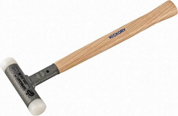 HALDER - 11 oz Head 1" Face Diam Nylon Dead Blow Hammer - 12" OAL, Hickory Handle - Apex Tool & Supply