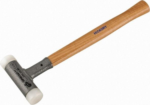 HALDER - 15 oz Head 1-3/16" Face Diam Nylon Dead Blow Hammer - 13" OAL, Hickory Handle - Apex Tool & Supply