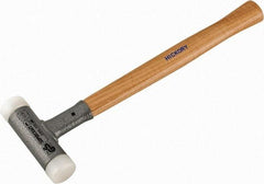 HALDER - 15 oz Head 1-3/16" Face Diam Nylon Dead Blow Hammer - 13" OAL, Hickory Handle - Apex Tool & Supply