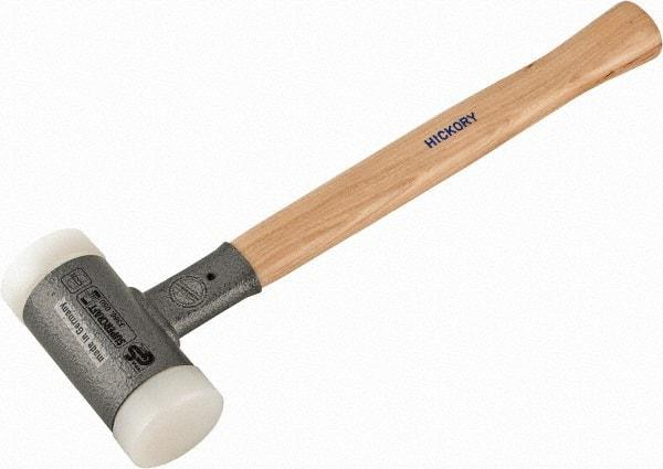 HALDER - 35 oz Head 2" Face Diam Nylon Dead Blow Hammer - 14-1/2" OAL, Hickory Handle - Apex Tool & Supply