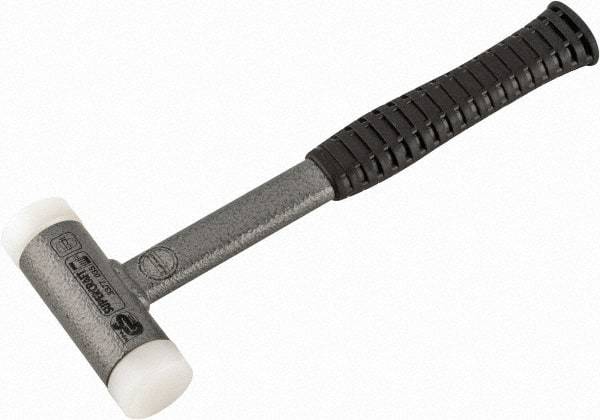 HALDER - 25 oz Head 1-3/8" Face Diam Nylon Dead Blow Hammer - 11-1/2" OAL, Steel Handle - Apex Tool & Supply