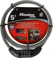 Master Lock - 5' Long Combination Cable Lock - 3/8" Diam - Apex Tool & Supply