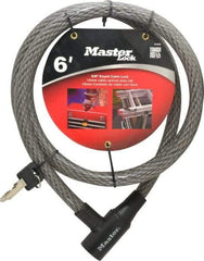 Master Lock - 6' Long Heavy Duty Cable Lock - 5/8" Diam, Keyed Different - Apex Tool & Supply