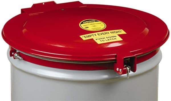 Justrite - 55 Gal, Steel Drum Cover - Hinged Self-Closing Drum Cover - Apex Tool & Supply