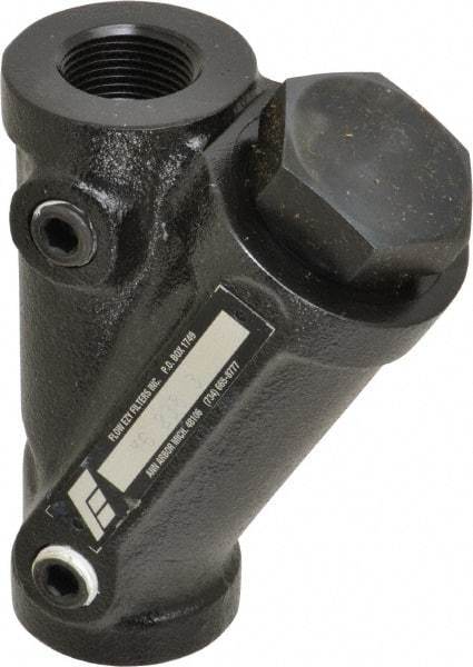 Flow Ezy Filters - 3/4 NPT Thread, 238 Micron, 3.6" Outside Diam, 4.8" Long, Stainless Steel Wire Cloth Media, Filter Assembly - Epoxy Coated Cast Iron - Apex Tool & Supply