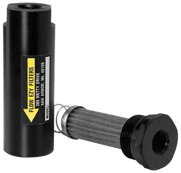 Flow Ezy Filters - 3/8 NPT Thread, 238 Micron, 1.6" Outside Diam, 4.9" Long, Stainless Steel Wire Cloth Media, Filter Assembly - Anodized Aluminum - Apex Tool & Supply