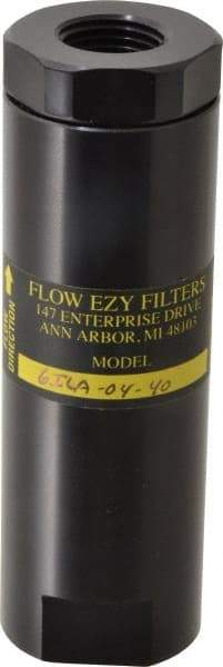 Flow Ezy Filters - 1/2 NPT Thread, 40 Micron, 1.6" Outside Diam, 4.9" Long, Stainless Steel Wire Cloth Media, Filter Assembly - Anodized Aluminum - Apex Tool & Supply