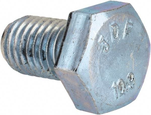 Value Collection - M12x1.75mm Metric Coarse, 20mm Length Under Head Hex Head Cap Screw - Fully Threaded, Grade 10.9 Steel, Zinc-Plated Finish, 19mm Hex - Apex Tool & Supply