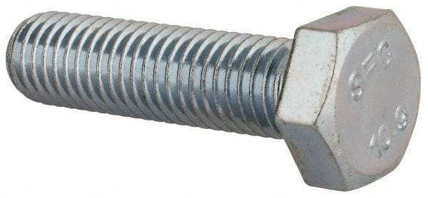 Value Collection - M12x1.75mm Metric Coarse, 45mm Length Under Head Hex Head Cap Screw - Fully Threaded, Grade 10.9 Steel, Zinc-Plated Finish, 19mm Hex - Apex Tool & Supply