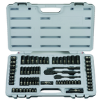 STANLEY® 1/4" & 3/8" Drive 69 Piece Fractional & Metric Black Chrome Laser Etched Socket Set - Apex Tool & Supply