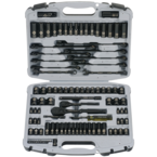 STANLEY® 1/4" & 3/8" Drive 99 Piece Fractional & Metric Black Chrome Laser Etched Socket Set - Apex Tool & Supply