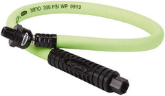 Legacy - 3/8" ID x 0.61" OD 2' Long Lead-In Whip Hose - FNPT x MNPT Ball Swivel Ends, 300 Working psi, 140°, 1/4" Fitting, Green - Apex Tool & Supply