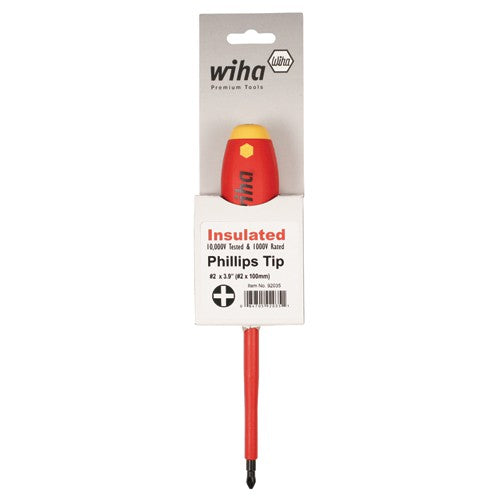 Insulated Cushion Grip Phillips Screwdriver #4 × 200 mm In Carded Hanger - Apex Tool & Supply