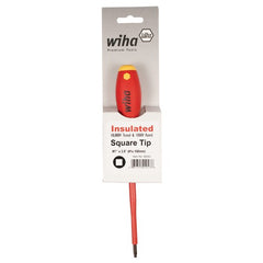 Insulated Cushion Grip Square Tip Screwdriver #1 × 100 mm In Carded Hanger - Apex Tool & Supply