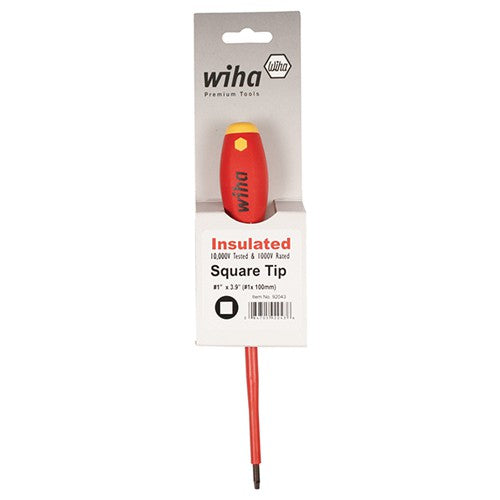 Insulated Cushion Grip Square Tip Screwdriver #2 × 150 mm In Carded Hanger - Apex Tool & Supply