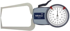 Mitutoyo - 0.8 Inch Max Measurement, 0.0005 Inch Graduation, Outside Dial Caliper Gage - 3.2 Inch Leg Length, 0.0015 Inch Accuracy - Apex Tool & Supply