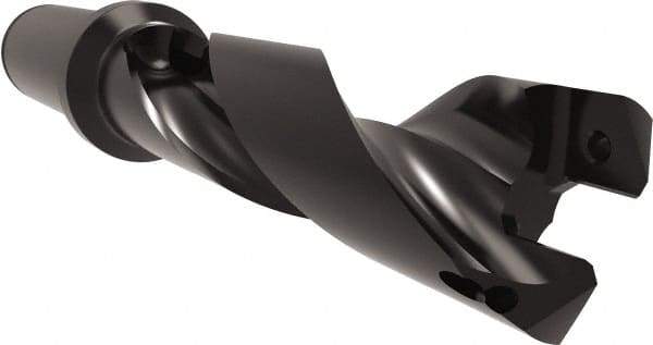 Allied Machine and Engineering - Series 26, 26 to 29mm Diam, 1-1/4" Diam Straight Shank with Flange, Helical Flute Spade Drill - 3-27/64" Max Depth, 5-1/16" Body Length, 7-11/32" OAL, Standard Length, Through Coolant - Apex Tool & Supply