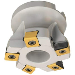 Iscar - 5 Inserts, 50mm Cut Diam, 22mm Arbor Diam, Indexable Square-Shoulder Face Mill - 0/90° Lead Angle, 40mm High, HTP LNHT 1006 Insert Compatibility, Through Coolant, Series TangPlunge - Apex Tool & Supply