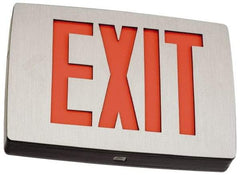 Lithonia Lighting - 1 Face, 1 Watt, Black, Aluminum, LED, Illuminated Exit Sign - 120/277 VAC, Nickel Cadmium, Universal Mounted, 11-3/4 Inch Long x 2 Inch Wide x 8-1/4 Inch High - Apex Tool & Supply