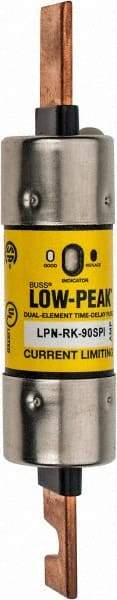 Cooper Bussmann - 250 VAC/VDC, 90 Amp, Time Delay General Purpose Fuse - Bolt-on Mount, 5-29/32" OAL, 100 at DC, 300 at AC (RMS) kA Rating, 1-7/64" Diam - Apex Tool & Supply