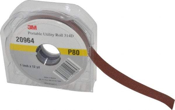 3M - 1" x 12 Yd 80 Grit Aluminum Oxide Cloth Roll - Medium Grade, J Weighted Backing - Apex Tool & Supply