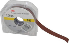 3M - 1" x 12 Yd 80 Grit Aluminum Oxide Cloth Roll - Medium Grade, J Weighted Backing - Apex Tool & Supply