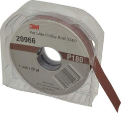 3M - 1" x 20 Yd 180 Grit Aluminum Oxide Cloth Roll - Very Fine Grade, J Weighted Backing - Apex Tool & Supply