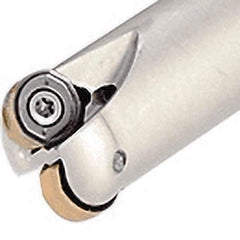 Iscar - 20mm Cut Diam, 7.5mm Max Depth of Cut, 20mm Shank Diam, 160mm OAL, Indexable Copy End Mill - 2 Inserts, H400 RNHU 1004 Insert, Cylindrical Shank, Through Coolant - Apex Tool & Supply