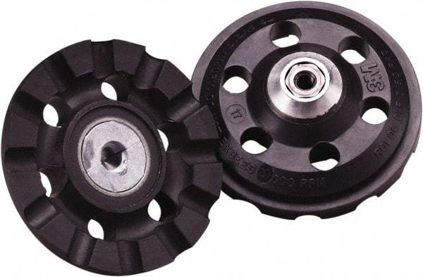 3M - 3" Diam Disc Backing Pad - 1/4" Shank Diam, Medium Density, 12,000 RPM, Roloc TR Compatible - Apex Tool & Supply
