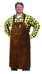 24" x 36" Leather Bib Apron - Split Cowhide - Brown - Apex Tool & Supply