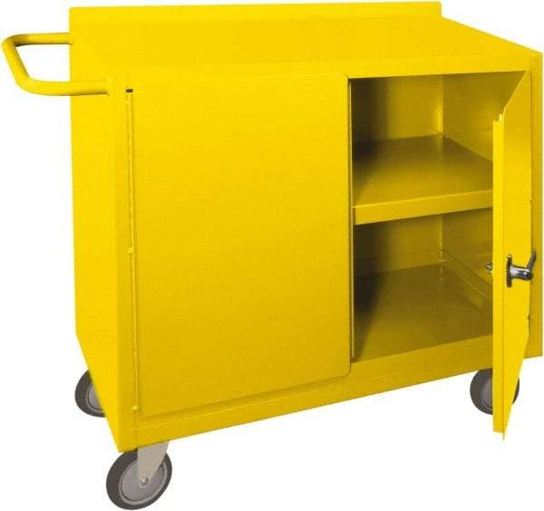 Durham - 2 Door, 1 Shelf, Yellow Steel Standard Safety Cabinet - 78" High x 18" Wide x 36" Deep, Manual Closing Door - Apex Tool & Supply