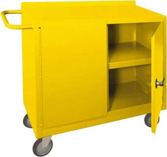 Durham - 2 Door, 1 Shelf, Yellow Steel Standard Safety Cabinet - 78" High x 18" Wide x 36" Deep, Manual Closing Door - Apex Tool & Supply