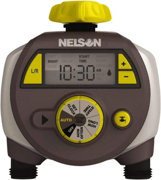 Nelson - Electronic Lawn Sprinkler Timer - 2 Watering Modes, 2 Outlets, 3/4-18 National Hose Thread - Apex Tool & Supply