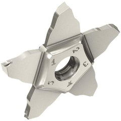 Iscar - 34L200PENTA J Grade IC908, 2.01mm Cutting Width Carbide Grooving Insert - Left Hand, 0.1mm Corner Radius, TiAlN Finish - Apex Tool & Supply