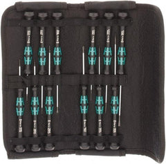 Wera - 12 Piece Hex, Phillips, Slotted & Torx Screwdriver Set - Blade Sizes: Width mm 1.5, 2, 3 & 1.8, Bit Sizes: Torx T-5 & T-6 - Apex Tool & Supply