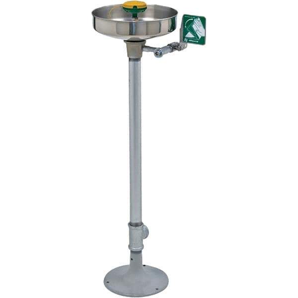 Haws - 15" Wide x 38" High, Pedestal Mount, Stainless Steel Bowl, Eye & Face Wash Station - 11" Inlet, 3.7 GPM Flow Rate - Apex Tool & Supply