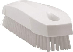 Vikan - 0.7" Bristle Length, Polyester Scrub Brush - 1-1/2" Wide Head, 4-1/2" OAL, White, Polypropylene Block - Apex Tool & Supply