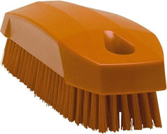 Vikan - 0.7" Bristle Length, Polyester Scrub Brush - 1-1/2" Wide Head, 4-1/2" OAL, Orange, Polypropylene Block - Apex Tool & Supply