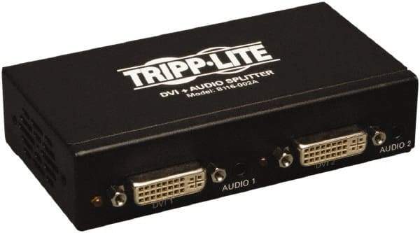 Tripp-Lite - DVI Splitter with Audio and Signal Booster - DVI Connector, Black, Use with Monitors - Apex Tool & Supply